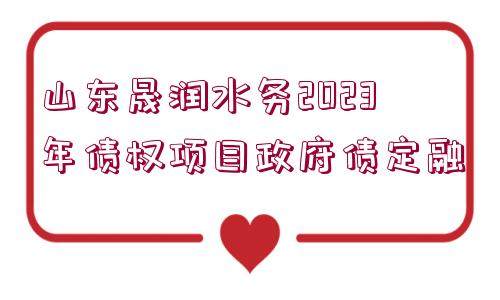 山東晟潤水務(wù)2023年債權(quán)項目政府債定融