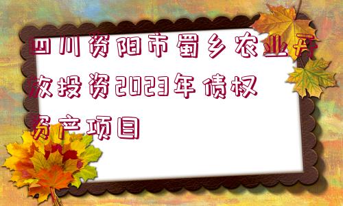 四川資陽(yáng)市蜀鄉(xiāng)農(nóng)業(yè)開(kāi)放投資2023年債權(quán)資產(chǎn)項(xiàng)目