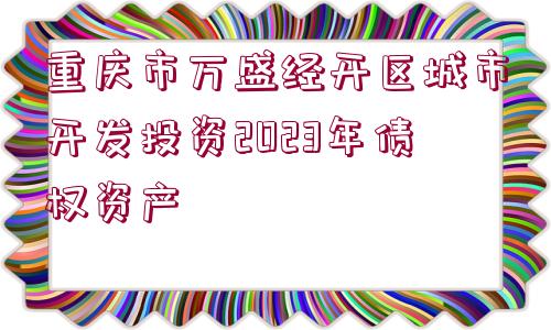 重慶市萬盛經(jīng)開區(qū)城市開發(fā)投資2023年債權資產(chǎn)