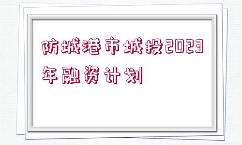 防城港市城投2023年融資計(jì)劃