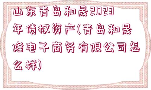 山東青島和晟2023年債權資產(青島和晟隆電子商務有限公司怎么樣)