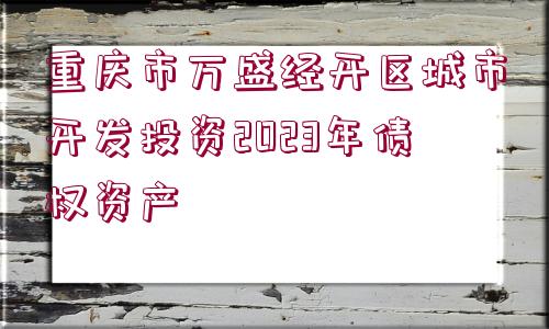 重慶市萬盛經(jīng)開區(qū)城市開發(fā)投資2023年債權(quán)資產(chǎn)