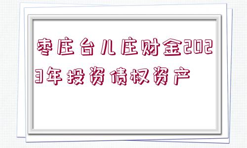 棗莊臺兒莊財金2023年投資債權資產(chǎn)