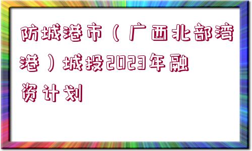 防城港市（廣西北部灣港）城投2023年融資計(jì)劃