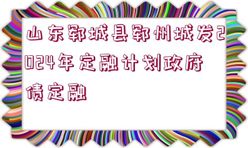 山東鄆城縣鄆州城發(fā)2024年定融計劃政府債定融