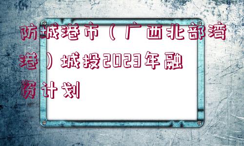 防城港市（廣西北部灣港）城投2023年融資計(jì)劃