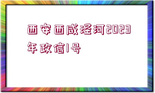 西安西咸涇河2023年政信1號(hào)