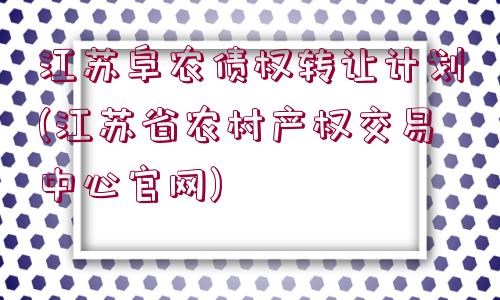 江蘇阜農(nóng)債權(quán)轉(zhuǎn)讓計(jì)劃(江蘇省農(nóng)村產(chǎn)權(quán)交易中心官網(wǎng))