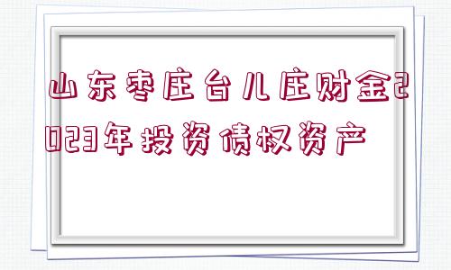 山東棗莊臺(tái)兒莊財(cái)金2023年投資債權(quán)資產(chǎn)