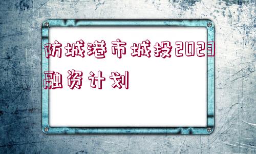 防城港市城投2023融資計(jì)劃