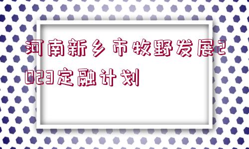 河南新鄉(xiāng)市牧野發(fā)展2023定融計(jì)劃