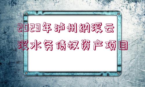 2023年瀘州納溪云溪水務(wù)債權(quán)資產(chǎn)項目