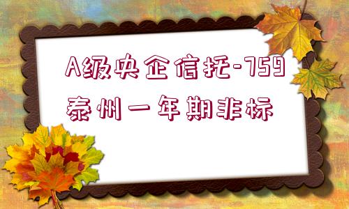 A級(jí)央企信托-759泰州一年期非標(biāo)