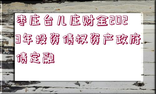 棗莊臺(tái)兒莊財(cái)金2023年投資債權(quán)資產(chǎn)政府債定融