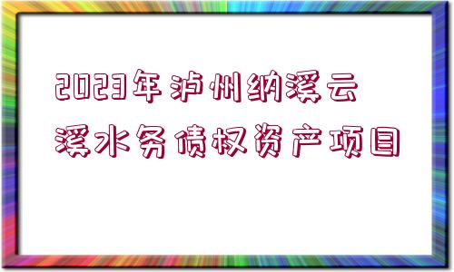 2023年瀘州納溪云溪水務(wù)債權(quán)資產(chǎn)項目