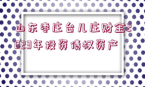 山東棗莊臺兒莊財金2023年投資債權(quán)資產(chǎn)