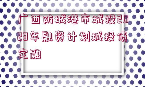 廣西防城港市城投2023年融資計(jì)劃城投債定融