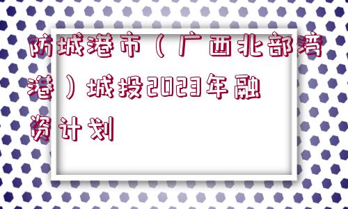 防城港市（廣西北部灣港）城投2023年融資計(jì)劃