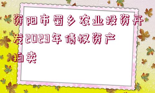 資陽市蜀鄉(xiāng)農(nóng)業(yè)投資開發(fā)2023年債權(quán)資產(chǎn)拍賣