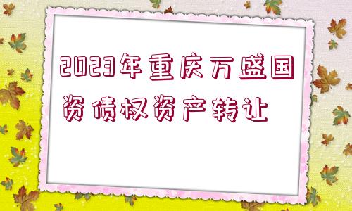 2023年重慶萬盛國資債權(quán)資產(chǎn)轉(zhuǎn)讓