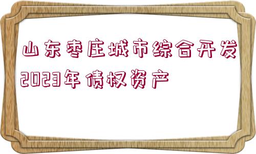 山東棗莊城市綜合開發(fā)2023年債權(quán)資產(chǎn)