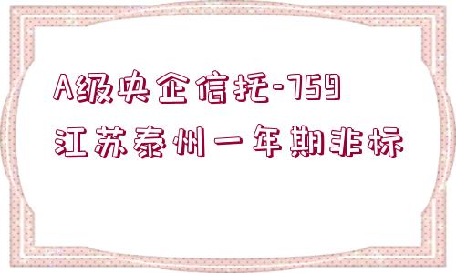 A級央企信托-759江蘇泰州一年期非標(biāo)