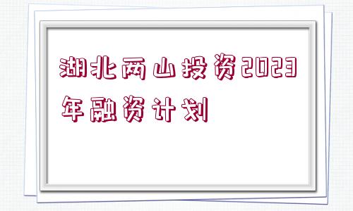 湖北兩山投資2023年融資計(jì)劃