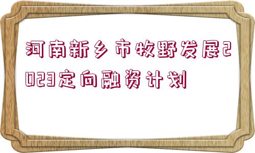 河南新鄉(xiāng)市牧野發(fā)展2023定向融資計劃