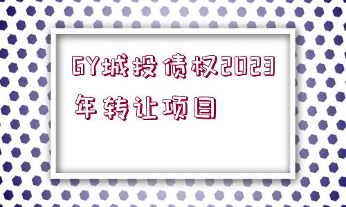 GY城投債權2023年轉讓項目