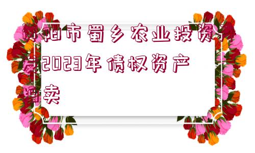 資陽市蜀鄉(xiāng)農(nóng)業(yè)投資開發(fā)2023年債權(quán)資產(chǎn)拍賣