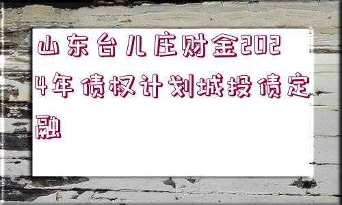 山東臺兒莊財金2024年債權(quán)計劃城投債定融