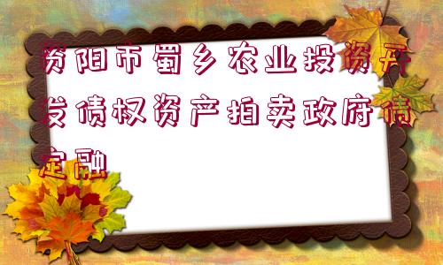 資陽市蜀鄉(xiāng)農(nóng)業(yè)投資開發(fā)債權(quán)資產(chǎn)拍賣政府債定融