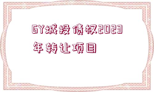 GY城投債權(quán)2023年轉(zhuǎn)讓項(xiàng)目