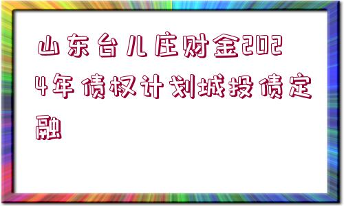 山東臺兒莊財金2024年債權計劃城投債定融