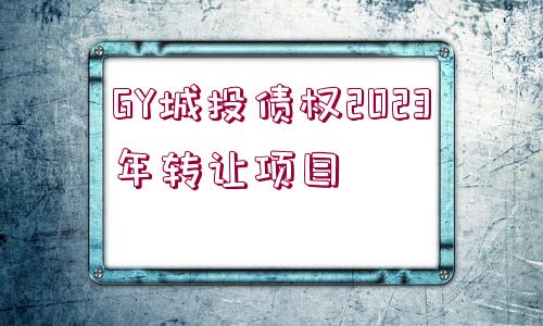 GY城投債權2023年轉讓項目