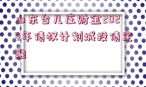 山東臺(tái)兒莊財(cái)金2024年債權(quán)計(jì)劃城投債定融