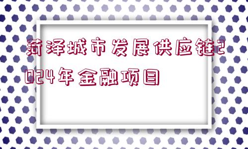 菏澤城市發(fā)展供應(yīng)鏈2024年金融項(xiàng)目