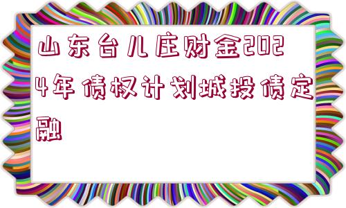 山東臺(tái)兒莊財(cái)金2024年債權(quán)計(jì)劃城投債定融