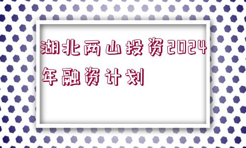 湖北兩山投資2024年融資計(jì)劃