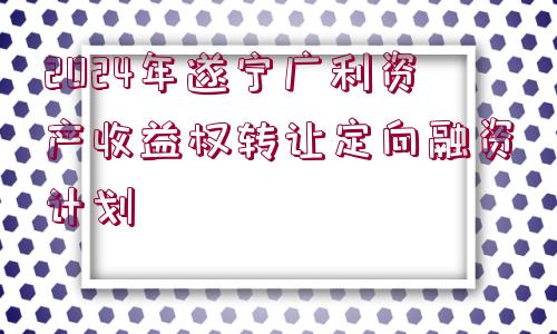 2024年遂寧廣利資產(chǎn)收益權轉讓定向融資計劃