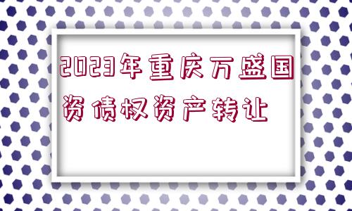 2023年重慶萬盛國(guó)資債權(quán)資產(chǎn)轉(zhuǎn)讓