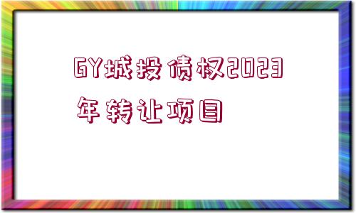 GY城投債權(quán)2023年轉(zhuǎn)讓項(xiàng)目