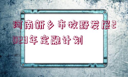 河南新鄉(xiāng)市牧野發(fā)展2023年定融計(jì)劃