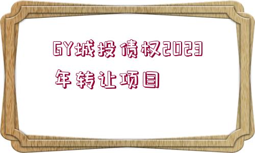 GY城投債權(quán)2023年轉(zhuǎn)讓項(xiàng)目