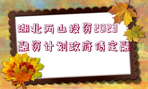 湖北兩山投資2023融資計劃政府債定融