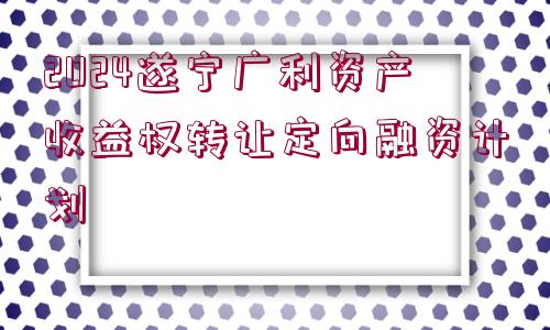 2024遂寧廣利資產收益權轉讓定向融資計劃