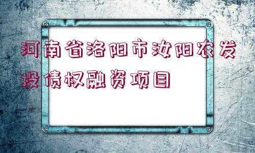 河南省洛陽市汝陽農(nóng)發(fā)投債權(quán)融資項(xiàng)目