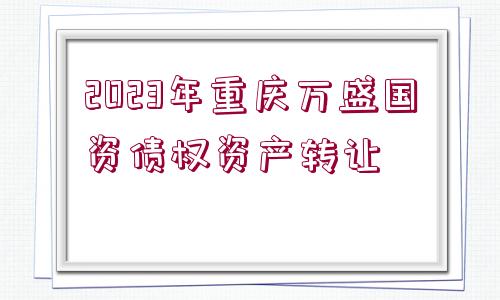 2023年重慶萬(wàn)盛國(guó)資債權(quán)資產(chǎn)轉(zhuǎn)讓