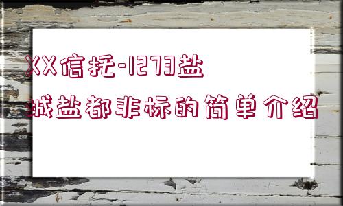 XX信托-1273鹽城鹽都非標(biāo)的簡(jiǎn)單介紹