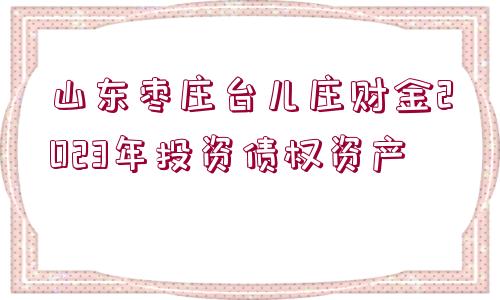 山東棗莊臺兒莊財金2023年投資債權(quán)資產(chǎn)